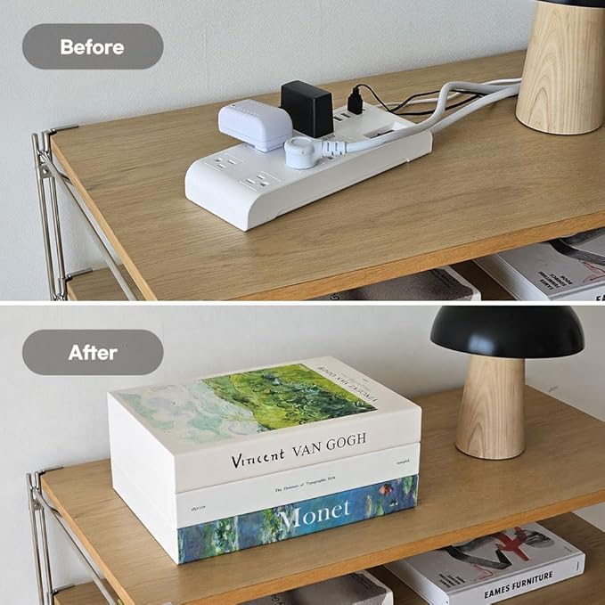 Book Shape Decorative Cable Management Box - Expandable Cable Organizer Box with Magnetic Closure for Home & Office (William Morris, Large Set)