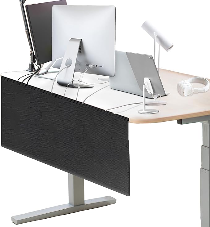 48" Under Desk Privacy Panel Self-Adhesive Modesty Panel with Wire Pocket for Cable Management Organizer Heavy Duty Desk Skirt - Office Home or Standing Workstation Concealer Shield