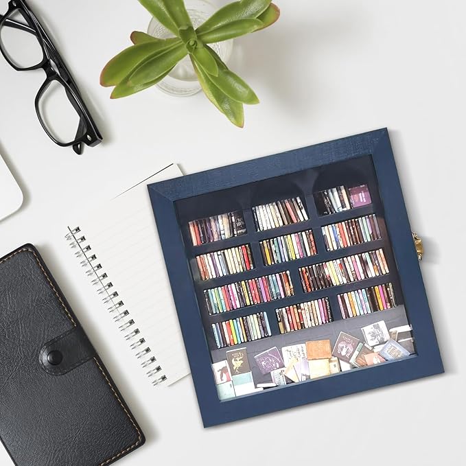 Anxiety Bookshelf – Mini Books Display for Stress Relief and Fun Decor, Perfect Decorative Miniature Library for Book Lovers, Ideal for Home Decor, Office Décor, and Thoughtful Gift Giving - Blue