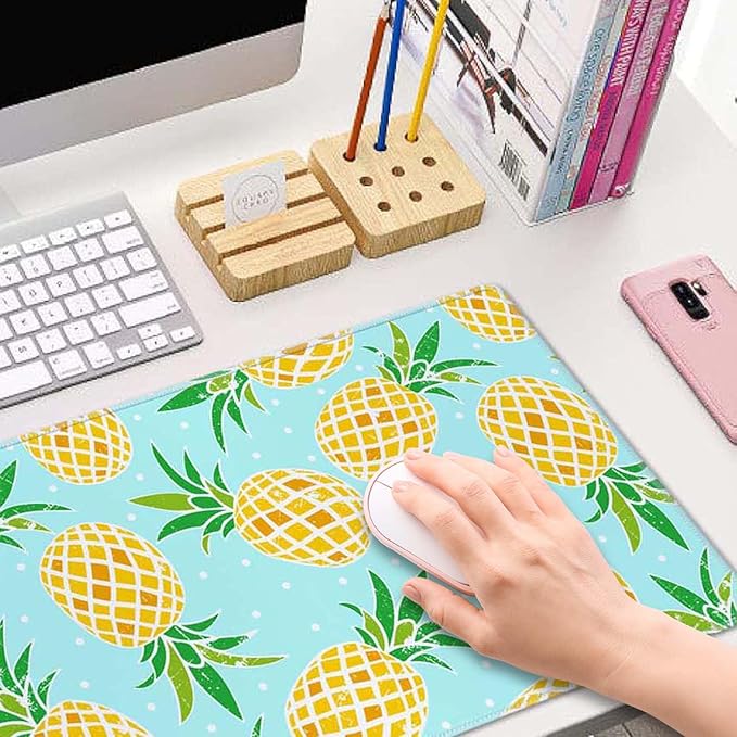 Pineapple Extended Big Mouse Pad Large,XL Gaming Mouse Pad Desk Pad,31.5x11.8inch Long Computer Keyboard Mouse Mat Mousepad with 3mm Non-Slip Base and Stitched Edge for Home Office Work