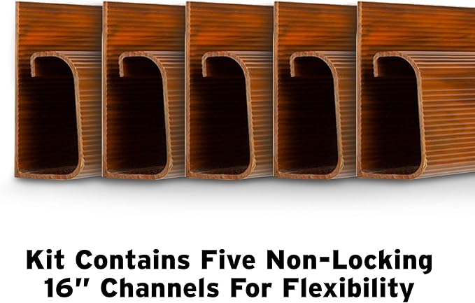 Cable Management Kit - 5-Pack 16-Inch J Channel Wire Organizers for Cords - Easy to Install Cord Hider Kit for Desk, Office, and Kitchen Use - Cable Management Under Desk by Simple Cord (Brown)