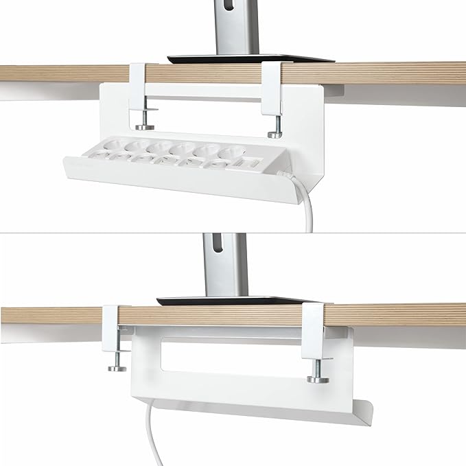 Under Desk Cable Management Tray, Cord Hider, Cord Organizer, Cable Organizer, Cable Hider, Cord Management, No Drilling Required - White Cable Manager for Desk