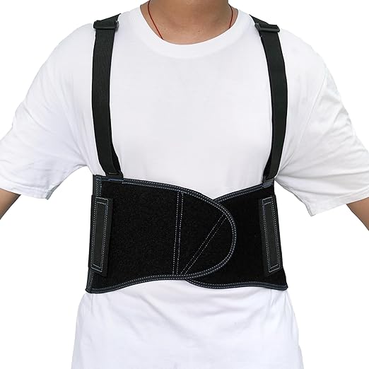 Zeluga 20-541 Industrial Work Back Brace, Back Support Belt with Suspenders, Lower Lumbar Support for Heavy Lifting, Removeable Straps, L/XL