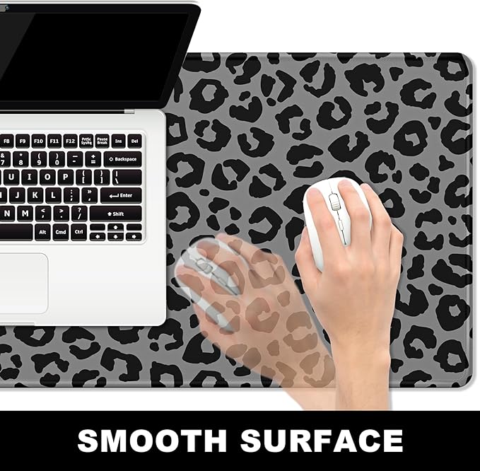 BOSOBO Large Mouse Pad, Desk Pad, XXL XL Extended Gaming Mouse Pad, Desk Mat for Office & Home, Long Keyboard Mat, Huge Mouse Pad, Desktop Full Cover 35.5 x 15.7 Inches, Black Leopard Print