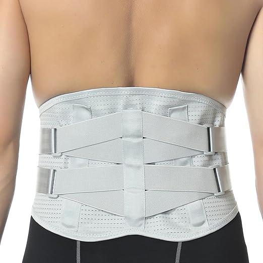 NeoTech Care Back Belt Support for Men or Women - Breathable & Adjustable Lower Back Brace - Double Pull Compression Straps (Gray, Size XL)