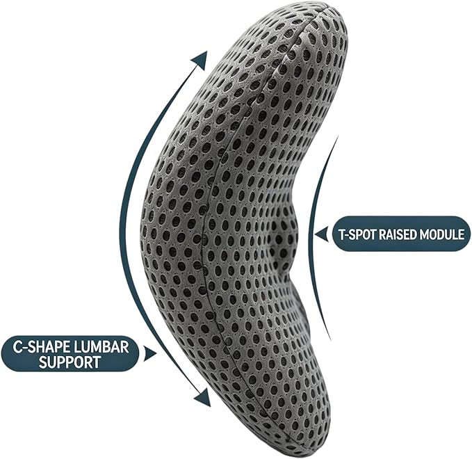 Memory Foam Lumbar Support Pillow with Detachable Adjustable Straps, Lower Back Cushion for Pain Relief, Breathable Washable Cover, for Office Chair Car Seat Recliner Bed