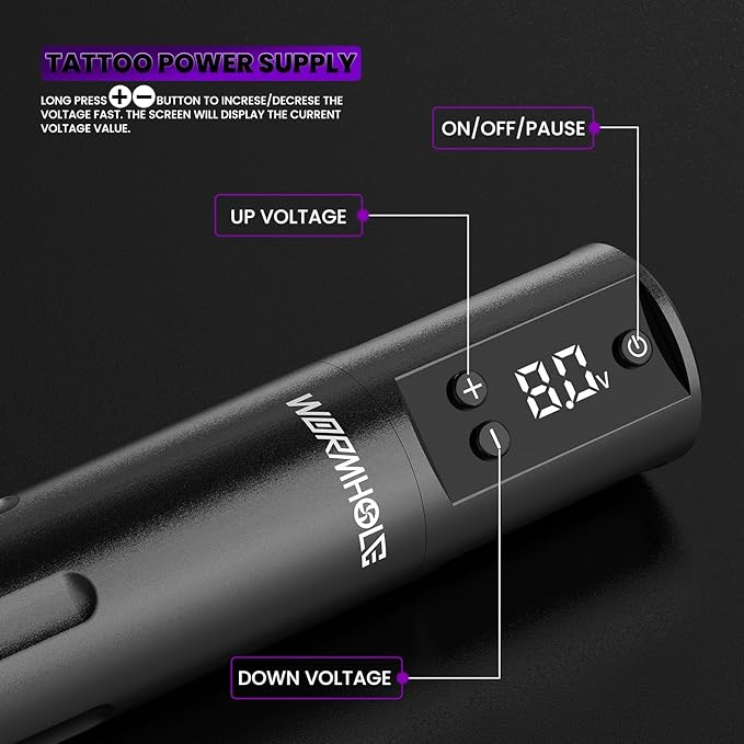 Wormhole Wireless Tattoo Gun Kit for Beginners – Complete Tattoo Kit with Tattoo Cartridges Needle, Tattoo Ink, Rotary Tattoo Pen with 1800mAh Tattoo Battery Tattoo Machine Starter Set for Practice