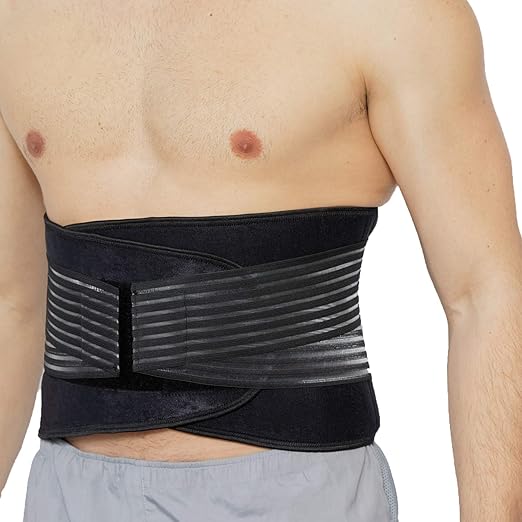 NeoTech Care Neoprene Back Brace for Men or Women - Adjustable & Breathable Lumbar Support Belt for Lower Back Pain (Blue, Size L)