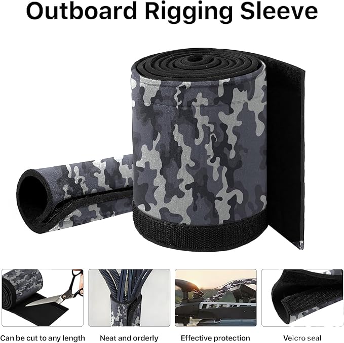 60" Trolling Motor Cable Sleeve, Made of Neoprene Trolling Motor Sleeve Great for Cover Cables and Extension Cords, Weather-Resistant,Organized Cable Management and Protect (Camouflage Blue)