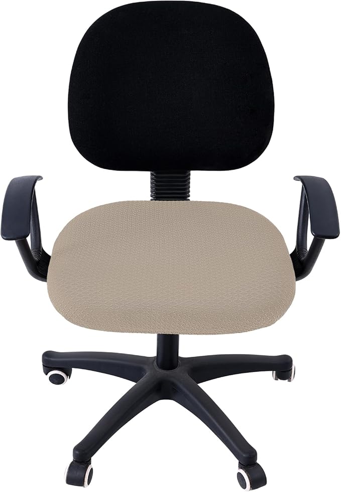 Smiry Stretch Jacquard Office Computer Chair Seat Covers, Removable Washable Anti-dust Desk Chair Seat Cushion Protectors - Taupe