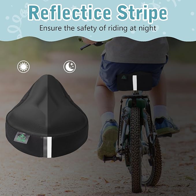 Zacro Gel Kids Bike Seat Cushion Cover for Boys & Girls, Anti-Slip Bike Seat Cover for Toddler, Breathable & Extra Soft Memory Foam Child Bicycle Saddle Padded with Reflective Strip, 9"x6"