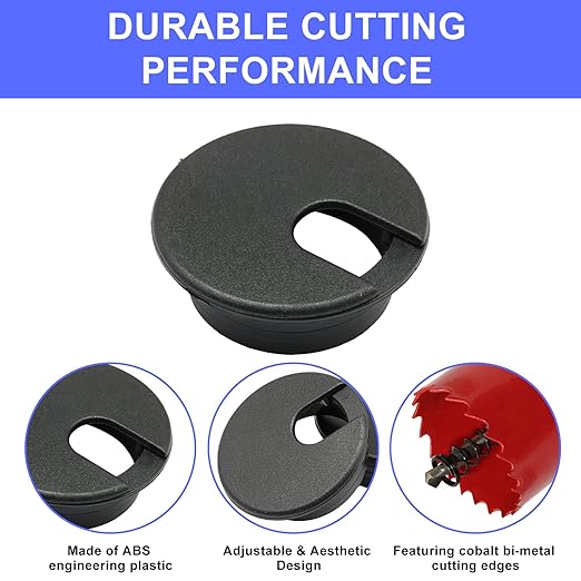 12PCS Desk Grommet,1-3/8Inch(35mm) Cable Grommet Hole Cover with Hole Saw,Ideal Solution for Office Home Table Cable Management Workers