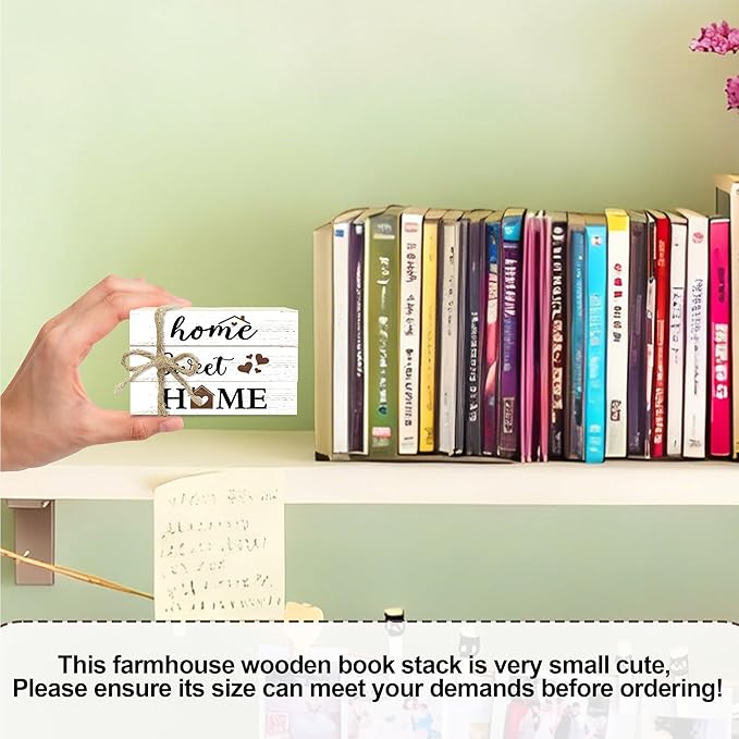 Mini Decorative Books For Home Decor, Small Wood Book Stack For Table Decor, Home Sweet Home decoration Books For Living Room Bookshelf, Farmhouse Stacked Books decoration（L47)