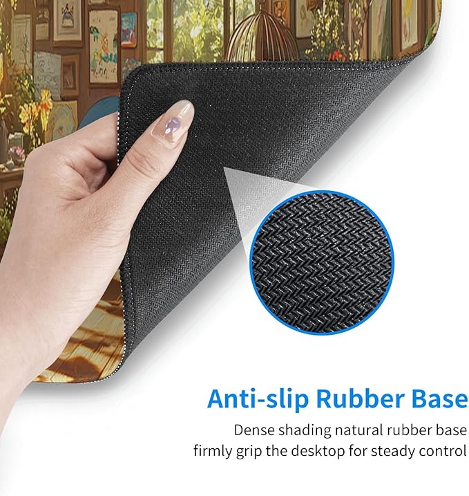 Cat Pattern Mouse Pad 31.5 X 11.8 Inch Big Desk Rubber Base Stitched Edges Keyboard Pad XXL Mouse Mat for Home Game and Office
