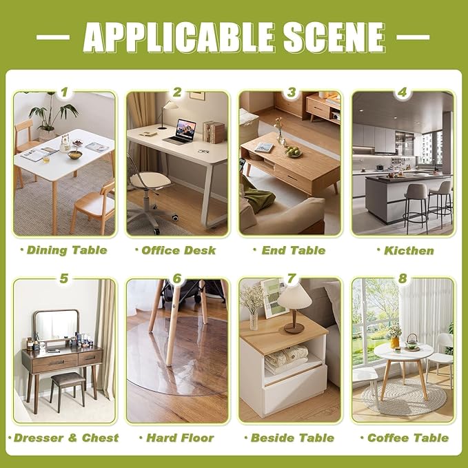 Frosted Clear Table Protector 36 x 72 Inch, 1.5mm Thick Plastic Table Cover, Waterproof PVC Clear Table Cover Protector, Desk Protector Mat, Writing Desk Pad for Desktop, Coffee & Dining Room Table