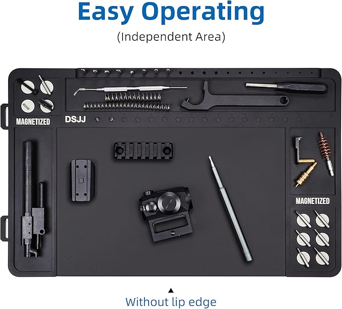 CKPART Gun Cleaning Mat, Premium Magnetic Pad With Organizer Parts Tray, Anti-Slip Rubberized Pistol Mat, Protective Workbench Mat for Gun Cleaning (16.5"x 10.43")