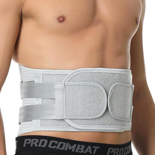 NeoTech Care Back Belt Support for Men or Women - Breathable & Adjustable Lower Back Brace - Double Pull Compression Straps (Gray, Size XL)