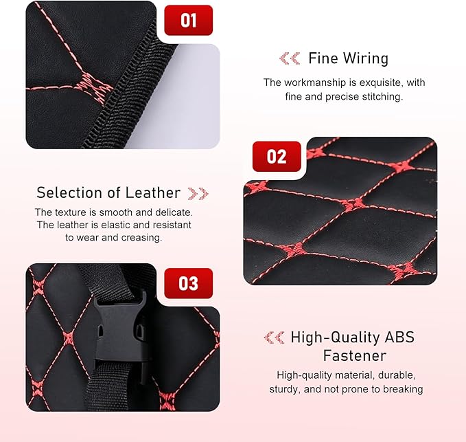 Car Foot Hammock, Leather Comfortable Car Seat Foot Rest, Ergonomic Vehicle Seatback Legs Relaxation Accessory, Universal for Traveling Camping Office (Black & Red)