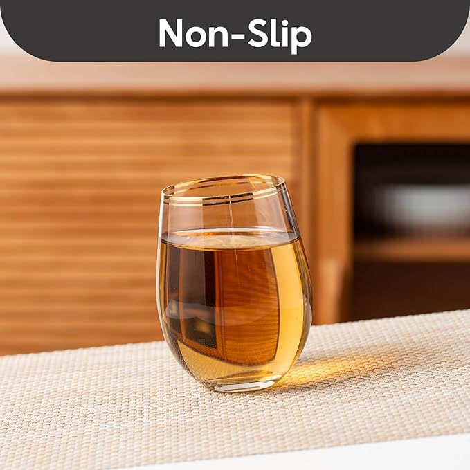 Placemats Set of 4, Heat Resistant Place Mats, Washable PVC Table Mats, Woven Vinyl Plastic Placemats for Dining Table, Non-Slip Stain Resistant Kitchen Table Placemats Easy to Clean?Beige?