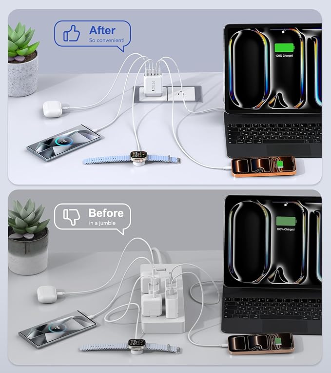 USB C Wall Charger Block, 2Pack 50W 5-Port C Charger Fast Charging Block PD Power Adapter +QC 3.0 Multiport Type C Box Brick Cube USB A Wall Plug for iPhone 16/15/14 Pro Max Plus, iPad,Samsung Galaxy
