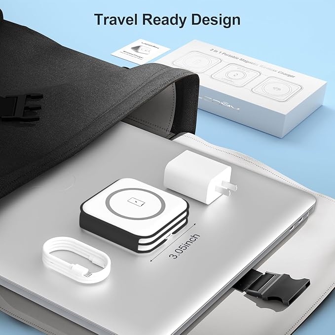 3 in 1 Charging Station for Multple Devices,Foldable 3 in 1 Wireless Charger for Travel,Nano Wireless Charging Station for iPhone16 15 14 13 12 Pro Max/Watch 10 9 8 7 6 5 4 3 Ultra/AirPod Pro