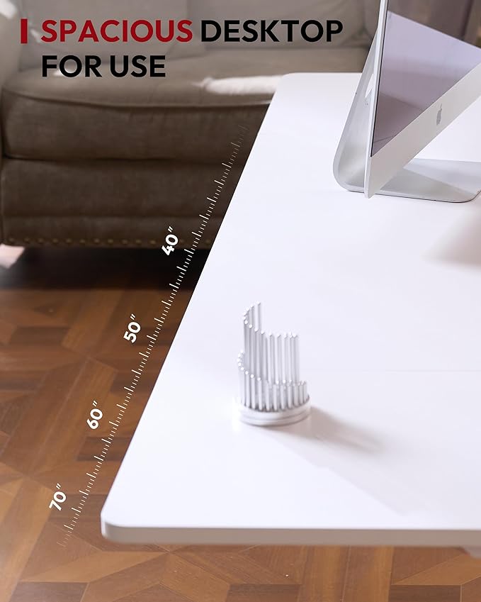 SANODESK Dual Motor Electric Standing Desk 71 x 32 Inches, Height Adjustable Sit Stand Desk with Large Splice Board for Home Office, Computer Workstation, Study & Gaming, White Frame/White Top