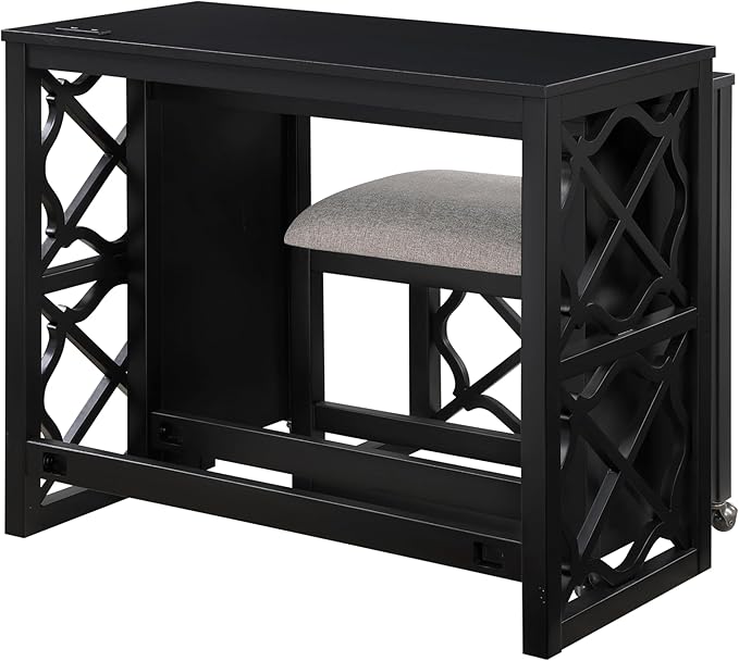 3-Piece Computer Gaming Desk Set with Rolling Desk and Stool, Home Office Corner Desks, Bedroom Craft Study Table, Adjustable Work Standing Desks for Home Office Furniture,Black