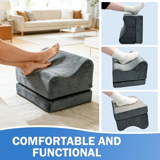 Foot Rest for Under Desk, Adjustable Height Ergonomic Footstool for Office Chair and Gaming Chair, Supports Feet and Legs to Relieve Back Hip Fatigue, Anti-Slip Bottom
