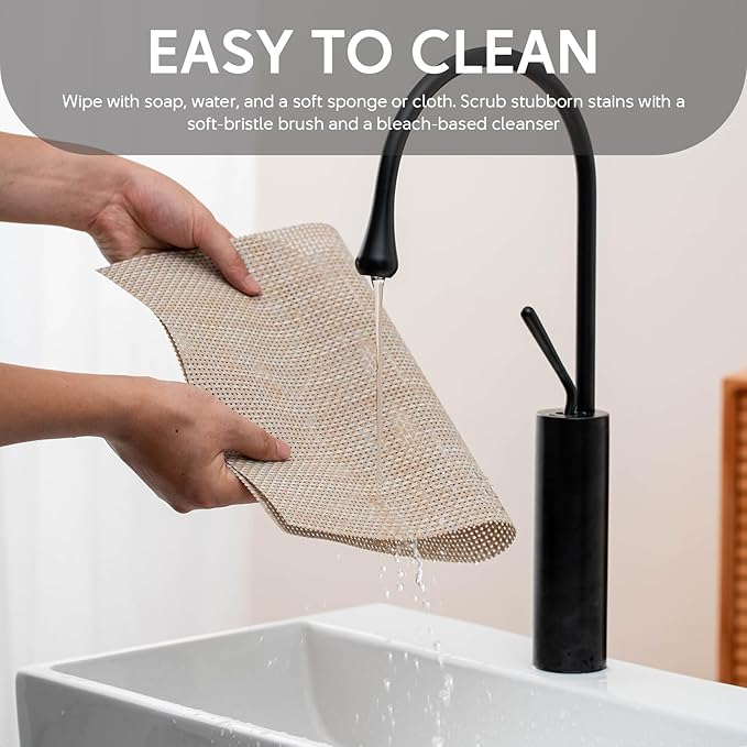 Placemats Set of 4, Heat Resistant Place Mats, Washable PVC Table Mats, Woven Vinyl Plastic Placemats for Dining Table, Non-Slip Stain Resistant Kitchen Table Placemats Easy to Clean?Beige?