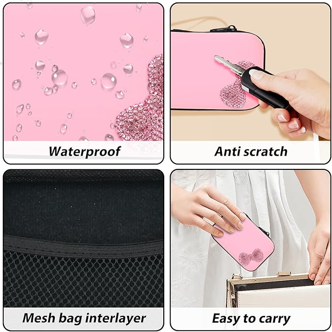 Phone Charger Case Storage Set with Cute Bow Cable Protector with Carrying Cable Case Bag,Cord Organizer, USB Earphone Wire Saver Organizer Charger Protector for iPhone (Pink Bow)