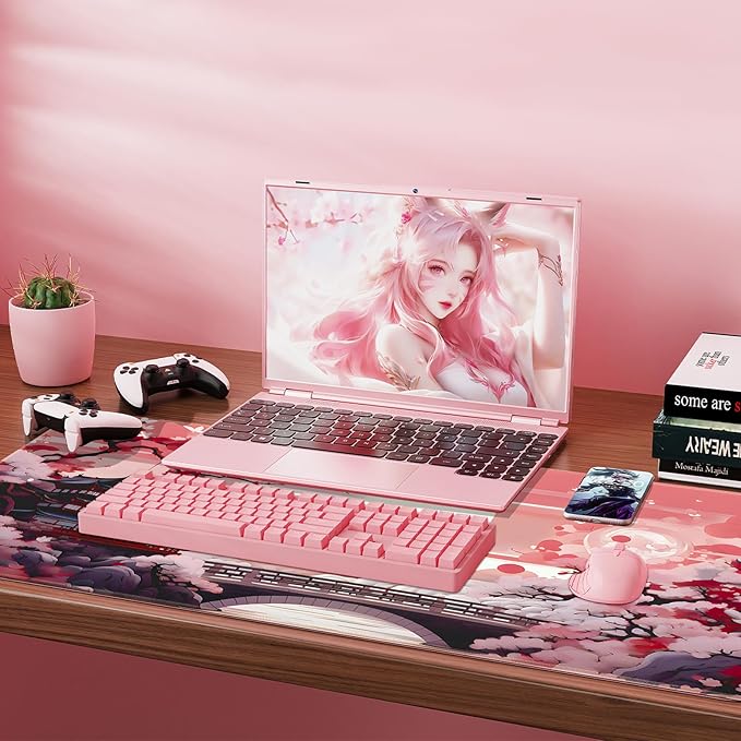FreeNook Japanese Large Gaming Mouse Pad 35.4 x 15.7 in Computer Mouse Pad Anime Gaming Mousepad, Expanded Architecture Cute Desk Pad with Nop-Slip Suitable for Home Office