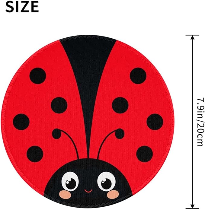 Cute Red Animal Round Mouse Pad Premium Textured Mouse Mat Washable Mousepads with Extended Stitched Edges Non Slip Rubber Base Small Mousepad 7.9 X 7.9 X 0.12 Inches