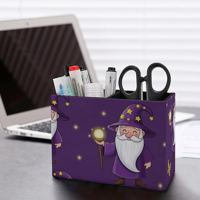 Office Storage Pen Organizer Box Gnome Purple, Ideal for Office, Classroom, and Home