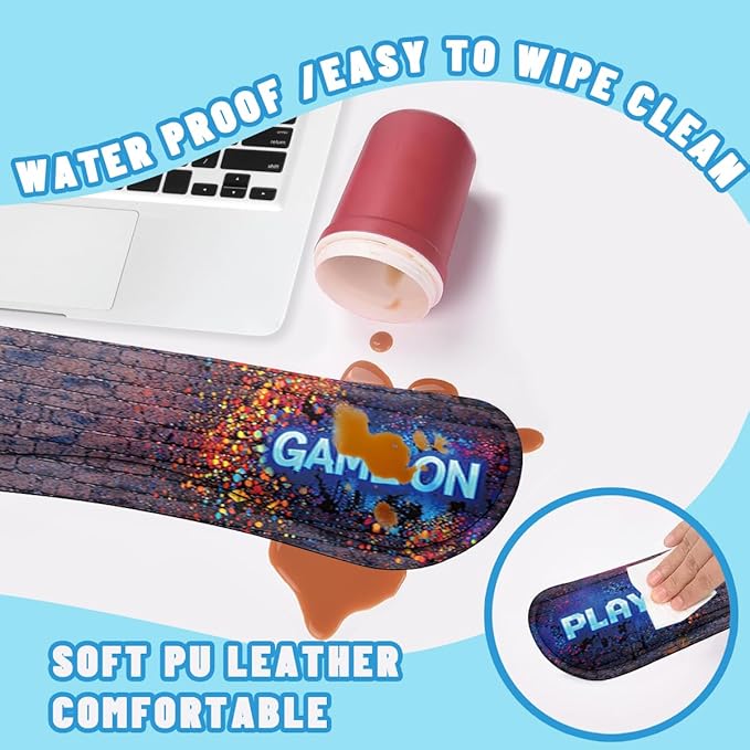 Gaming Desk Mat Set Neon Graffiti Do Not Disturb Large Mouse Pad with Wrist Rest 4in1 Desk Mat for Desktop Ergonomic Computer Desk Arm Wrist Anti-Slip Computer Mouse Pad Home Office Gaming