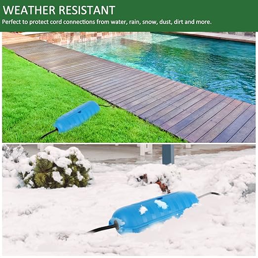 Flemoon Outdoor Extension Cord Safety Cover with Waterproof Protector Seal, Weatherproof Electrical Connection Box for Outdoor Outlets, Plugs, Sockets, Holiday Decorations, Power Tools, Blue