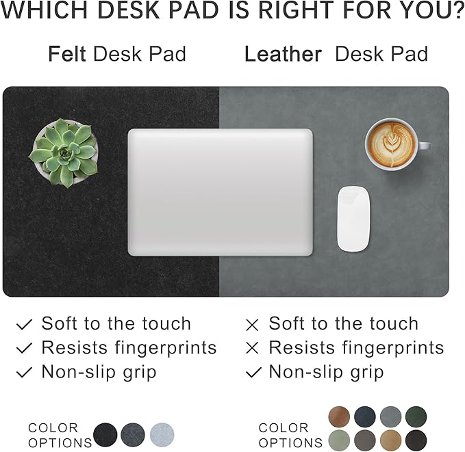 Felt Desk Mat,Large Mouse Pad Desk Mat for Office & Home,Non-Slip Desk Blotter,Felt Desktop Mat for Laptop,Computer,Writing 31.5"x15.8" Black
