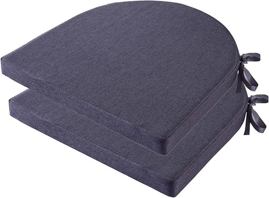 18x18 Inch Chair Pads for Dining Chairs Set of 2 with Ties Non Slip Washable Seat Cushion with Zipper Indoor Round Back Chair Cushions for Kitchen, Grey