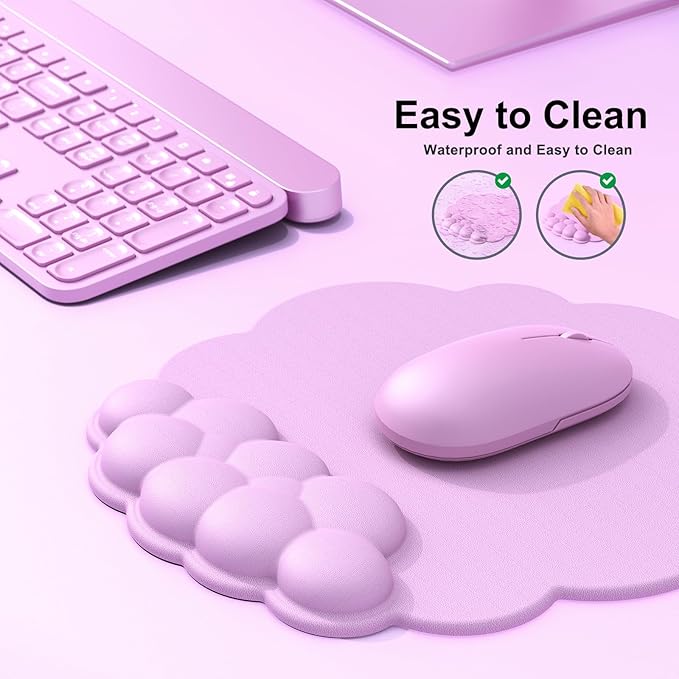 MOKURU Cloud Mouse Pad with Wrist Rest, Cloud Keyboard Wrist Rest, Mouse Pad Wrist Support, Ergonomic Keyboard Mouse Wrist Support (Pink)