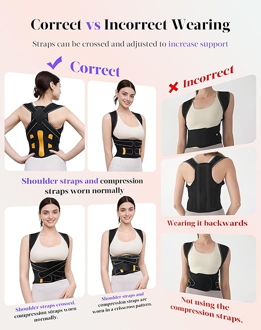 Posture Corrector for Women and Men, 5 Full Back Support Brace Rods, FSA&HSA Eligible, Adjustable Shoulder Straightener, Improving Hunchback Posture, Upper and Lower Back, Neck Pain Relief, Large