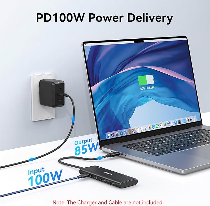 USB C to USB C Hub Dual Monitor, USBC Splitter with 4K@60Hz DP Alt Mode Video Output, 10Gbps Data Transfer, 100W PD Charging, Dual Monitors Adapter for Laptop, Portable Monitor and More Type C Devices