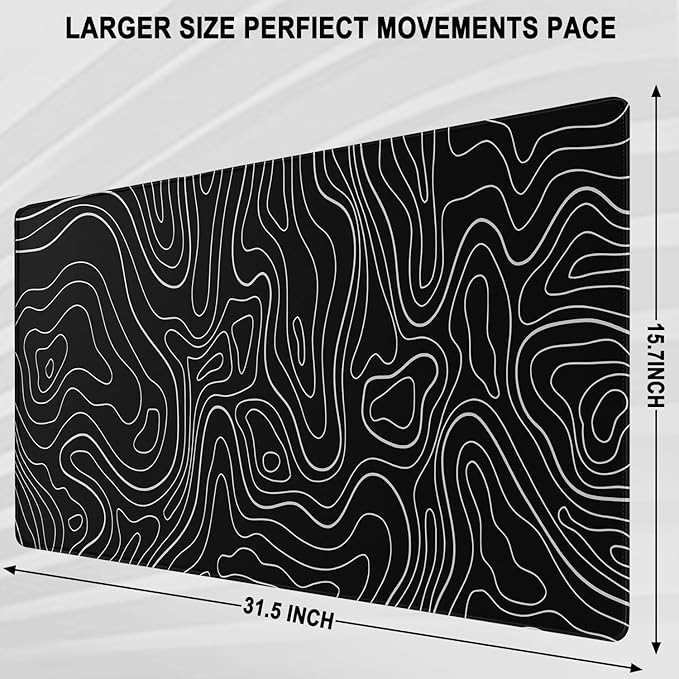 Large Gaming Mouse Pad, Water Resist Fabric XXL Extended Mousepad with Non-Slip Rubber Base, Stitched Edge, Computer Keyboard Big Mat for Gamer, Office, Home, 31.5" x 15.7", Terrain