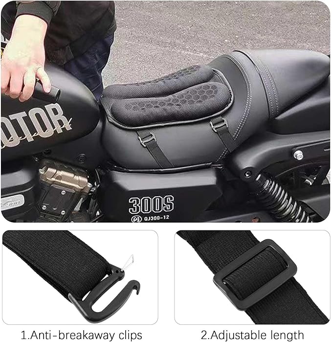 PACEWALKER Universal Motorcycle Gel Seat Cushion 3D Honeycomb Structure Breathable and Shock Absorption Pad for Comfortable Long Rides