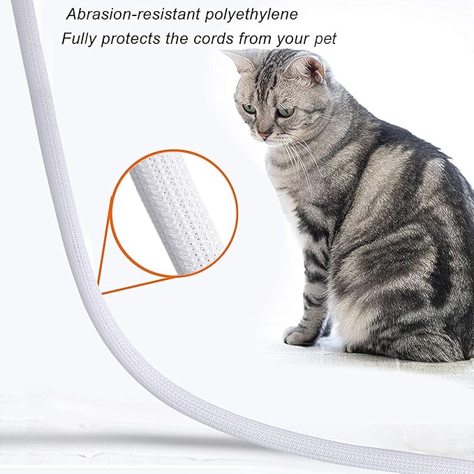 25ft - 3/8 inch Braided Cable Management Sleeve Cord Protector - Self-Wrapping Split Wire Loom for TV/Computer/Home Theater/Engine Bay - White