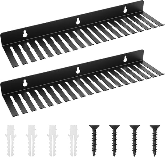 2 Pack Wall Mountable Cable Hanger 19 Slots Steel Cable Rack Cord Organizer Studio Storage,Slots Width from 5.5 to 9.5mm for Cord Holder Management Rack Wall Shelf Mount Attachment Storage