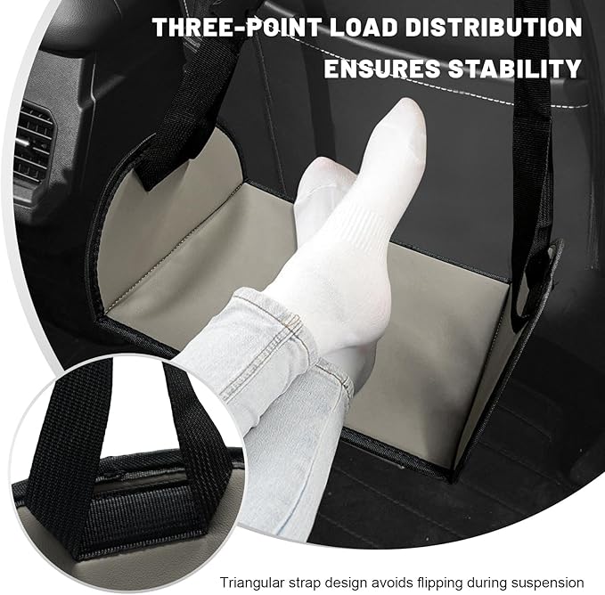 Car Rear Seat Footrest, Comfortable Foot Hammock with Adjustable Straps, Portable Foot Sling Leg Rest Travel Essentials for Women and Men, Universal Car Accessories (Gray)