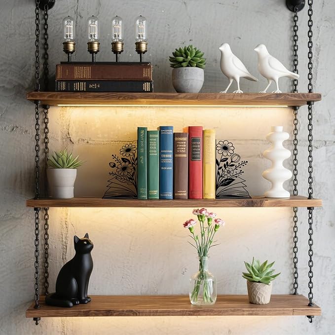 Metal Bookends Flower & Book Bookends Decorative Cute Book Ends for Shelves Bookshelf Reading Decor Bookshelf Decor Space-Saving Desk Organizer for Book Lovers Gift