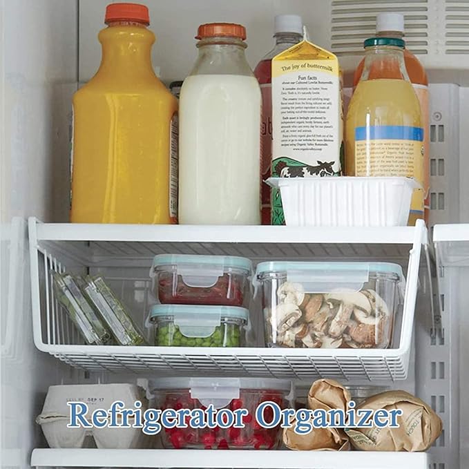 8 PACK 12in Hanging Under Shelf Storage Basket Kitchen Cabinet Organizer Storage, Slides Under Wire Shelves for Counter Pantry Desk Bookshelf, White