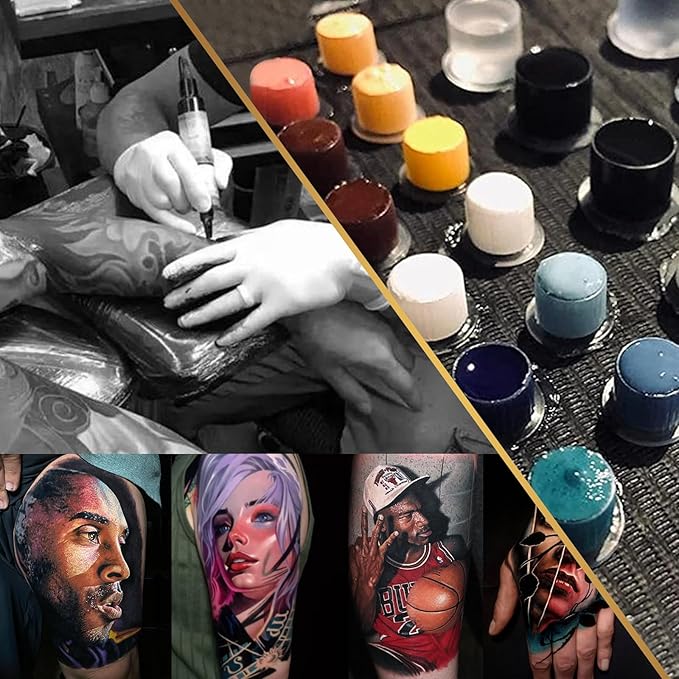 320Pcs Tattoo Skin Practice Kit - 20Pcs Fake Skin+ 300 Mixed Sizes Tattoo Ink Caps Cups (#9/#13/#16) for Tattoo Artists & Beginners,Tattoo Supplies Starter Kit Practice at Home