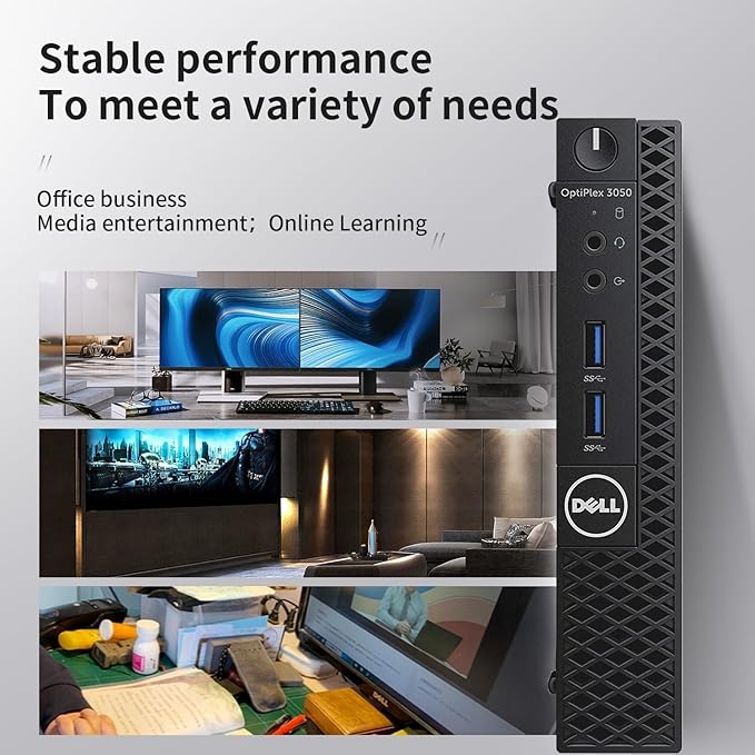 Dell Optiplex 3050 Mini Desktop Computer PC, 27" Full HD Monitor, Intel Core i7-7700T, 8GB DDR4 RAM, 256GB SSD, Keyboard & Mouse, Windows 11 Pro (Renewed)