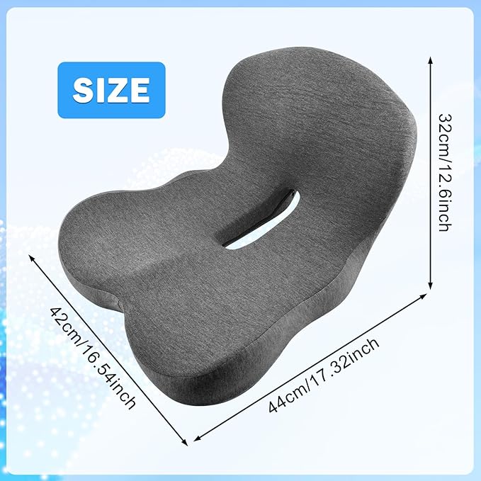 L-Shaped Ergonomic Memory Foam Seat Cushion, Breathable Non-Slip Car & Office Chair Cushion for Long Sitting, Orthopedic Support for Truck Drivers, Desk & Wheelchair(Black)